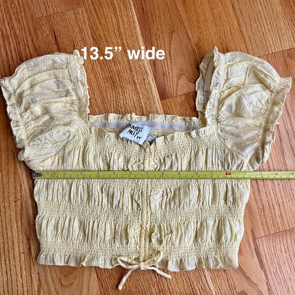 Princess Polly Elmera Top Lemon Yellow Embroidery Crop Top Size 2 - Picture 7 of 8